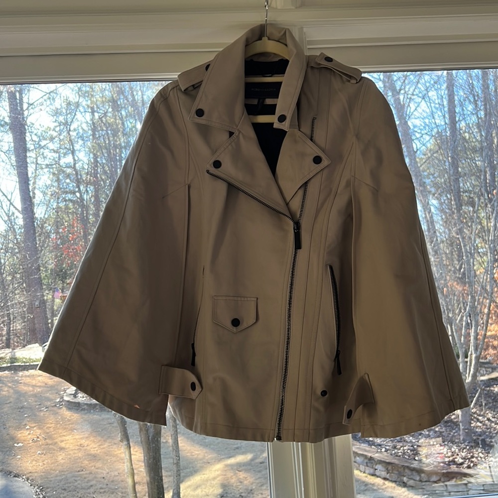BCBG trench cape with zipper details